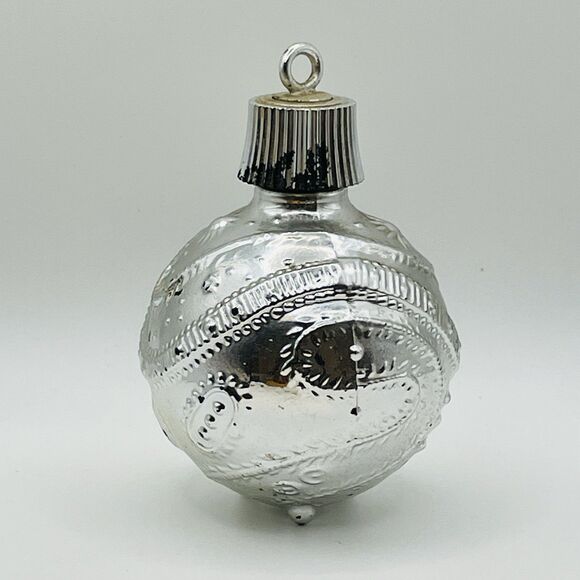 Vintage Avon Christmas Ornament Silver Bubble Bath 1970s Empty - Picture 4 of 8